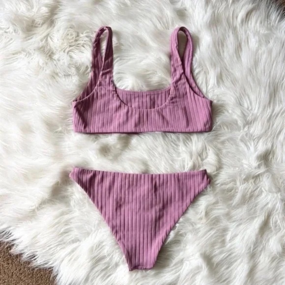 Mikoh Mauve Ribbed Scoop Bikini Set - Picture 5 of 5